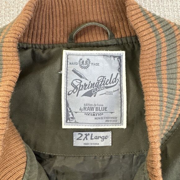Springfield Classic Letterman Jacket Khaki Olive Military Bomber 2XL Fall Coat - Picture 5 of 8